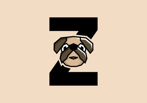 Z initial letter with cute doggy head vector