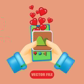 3D vector social media instagram post bomb like illustration