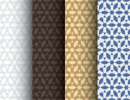 Set of abstract colorful seamless Islamic patterns vector