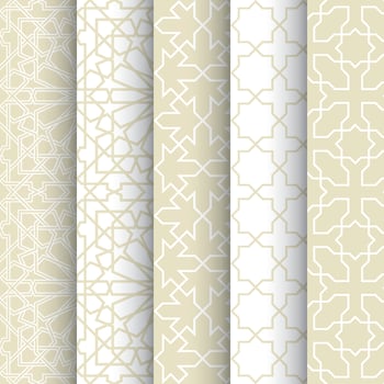 Set of seamless pattern or Islamic background with geometric style vector