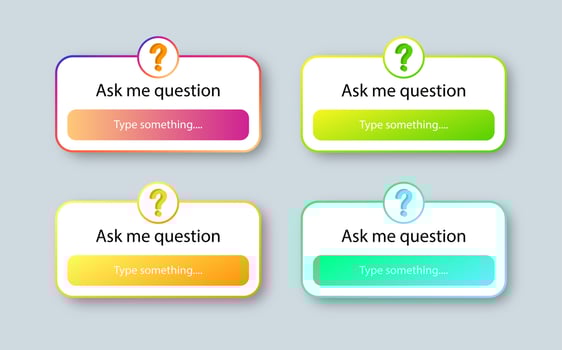Social media question sticker. Ask me a question user interface design vector. Gradient interface for question. vector