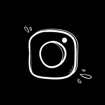 doodle camera icon with hand drawn doodle style vector isolated on black background