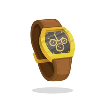 luxury gold watch. accesories for gift or collection symbol cartoon illustration vector