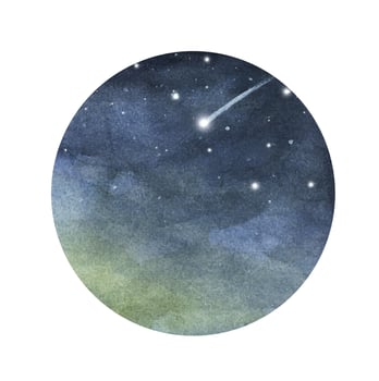 Watercolor night sky in circle. vector