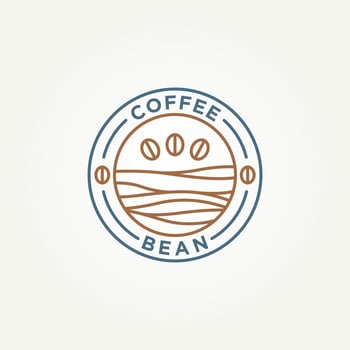 coffee bean shop minimalist line art badge logo vector