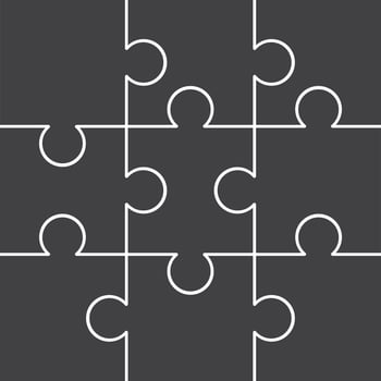 Puzzle Jigsaw set of 9 free vector flat design in monochrome color with various type of shape ready to use and editable