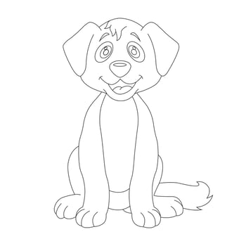 Cute Puppy Dog Outline Coloring Page for Kids Animal Coloring Page Cartoon Vector Illustration