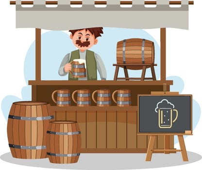 Market stall concept with beer shop stall vector
