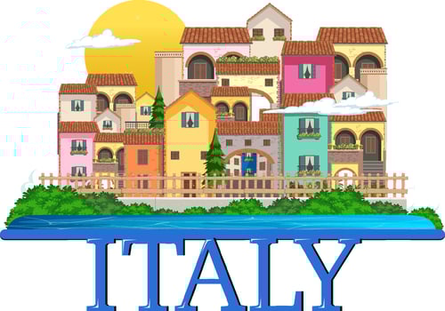 Travel Italy building attraction and landscape icon vector