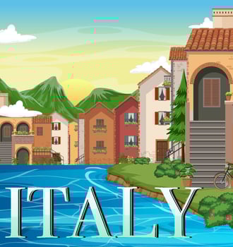 Italy iconic tourism attraction building background vector