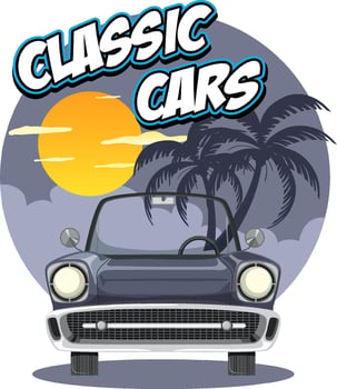 The classic car concept with old car front view vector