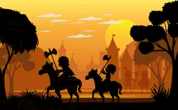 Silhouette scene with medieval vector