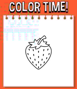 Worksheets template with color time text strawberry outline vector