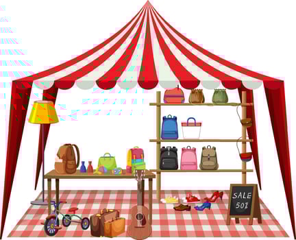Flea market concept with second hand clothes shop vector
