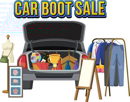 Flea market concept with car boot sale vector