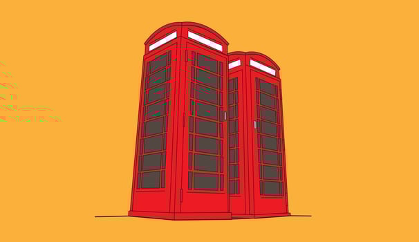 Illustration of red telephone box isolated on background vector