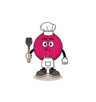 Mascot Illustration of onion red chef vector