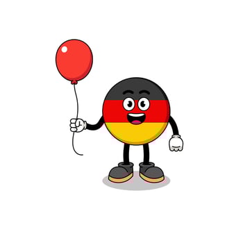 Cartoon of germany flag holding a balloon vector