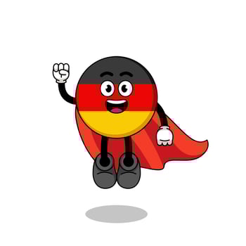 germany flag cartoon with flying superhero vector