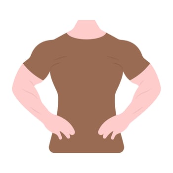 Muscles pose in flat vector showing bodybuilder