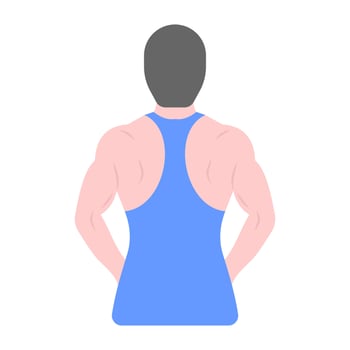 Muscles pose in flat vector showing bodybuilder