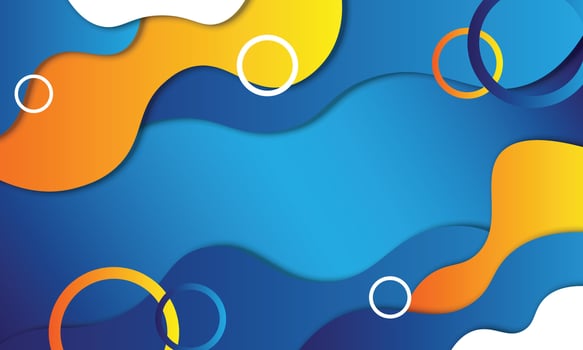 Abstract blue, yellow and white fluid geometric background. vector