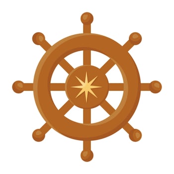 Icon of ship helm flat vector design, marine navigator tool