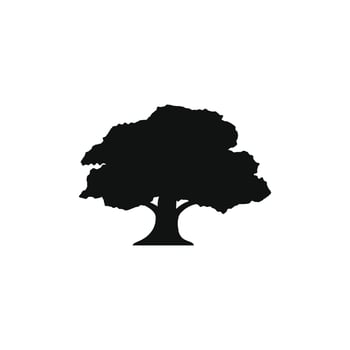 oak tree silhouette vector design for logo icon