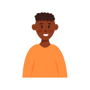Smiling young man avatar in flat cartoon style. Vector cute male character. Boy portrait isolated on white background for social media, web, chat