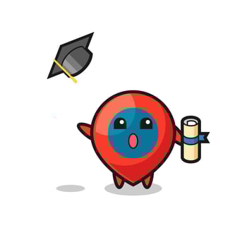 Illustration of location symbol cartoon throwing the hat at graduation vector