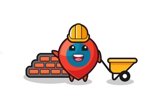 Cartoon character of location symbol as a builder vector