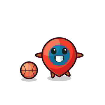 Illustration of location symbol cartoon is playing basketball vector