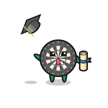 Illustration of dart board cartoon throwing the hat at graduation vector