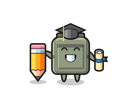 school bag illustration cartoon is graduation with a giant pencil vector