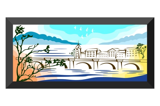 painting with an urban landscape isolated white background vector