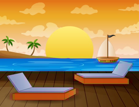 A tropical landscape overlooking the ocean vector