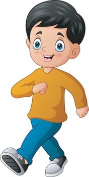 Cartoon illustration of smiling a boy walking vector