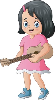 Cute girl holding and playing a guitar vector