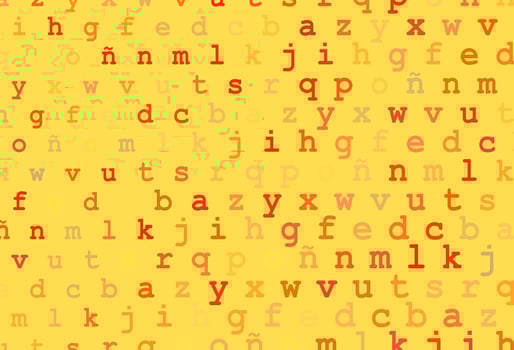Light yellow, orange vector background with signs of alphabet.