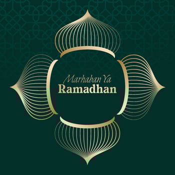 vector illustration of mosque and ramadan kareem greeting poster frame. Ramadan greeting document. mosque line vector golden line illustration