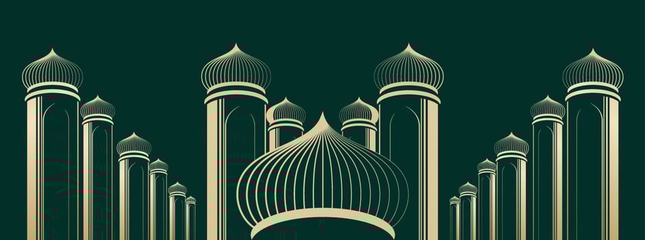 mosque line vector landscape golden line illustration