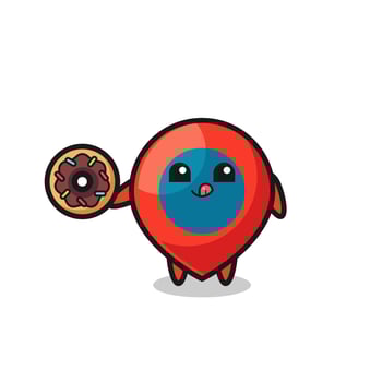 illustration of an location symbol character eating a doughnut vector