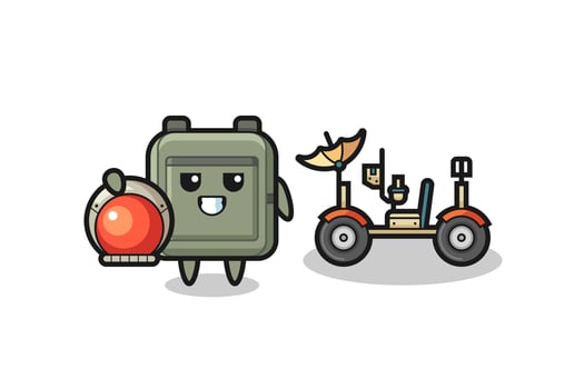 the cute school bag as astronaut with a lunar rover vector