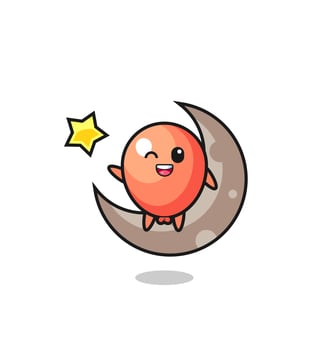 illustration of balloon cartoon sitting on the half moon vector