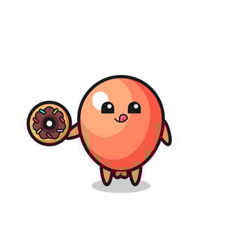 illustration of an balloon character eating a doughnut vector