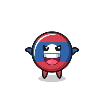 the illustration of cute laos flag doing scare gesture vector