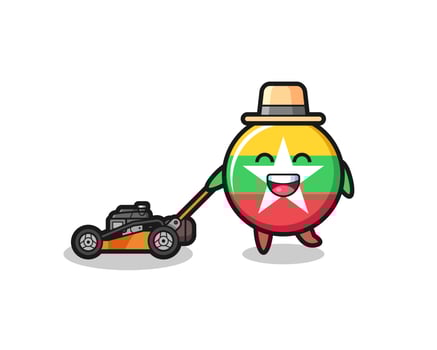 illustration of the myanmar flag character using lawn mower vector
