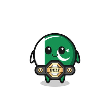 the MMA fighter pakistan flag mascot with a belt vector