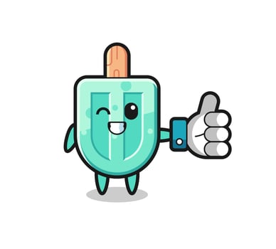 cute popsicles with social media thumbs up symbol vector