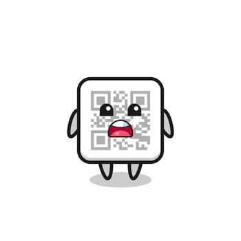 qr code illustration with apologizing expression, saying I am sorry vector